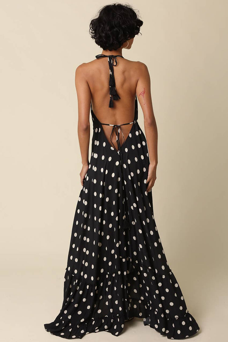 Charly Polka Dot Halter Maxi Dress