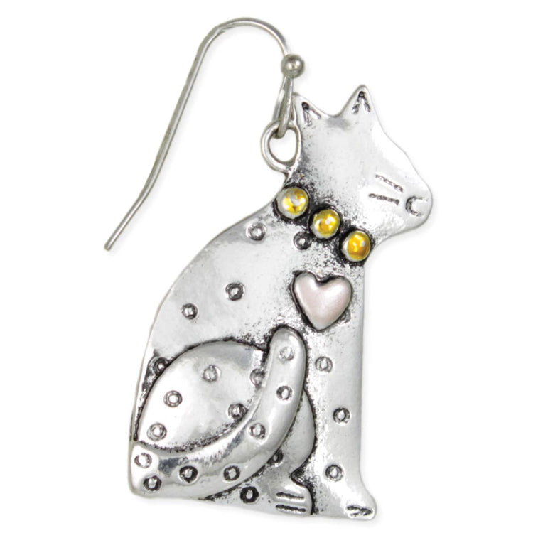 Sitting Pretty Gold Silver Cat Earrings