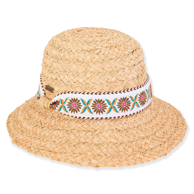 Natural, Raffia Bucket, Brim 3.5"