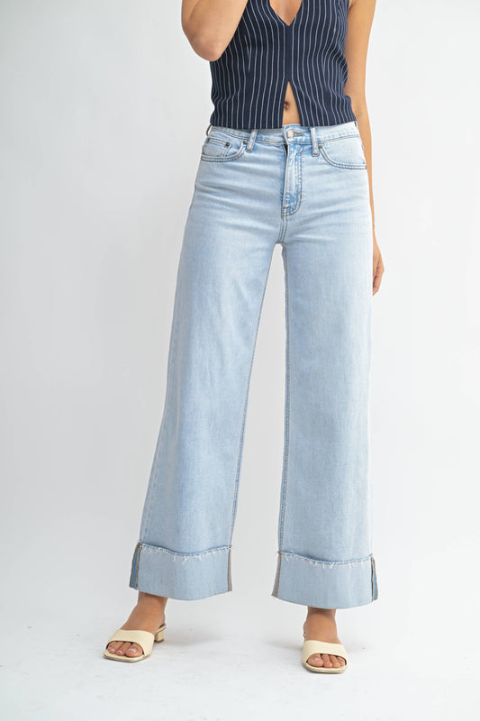 Cuffed Wide Ankle Relaxed Jeans