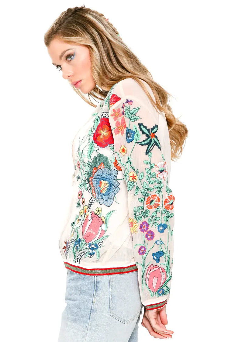 Bellezza Embroidered Bomber Jacket
