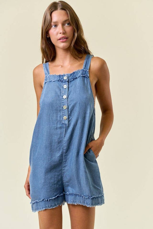 Tencel Denim Front button Closure Romper