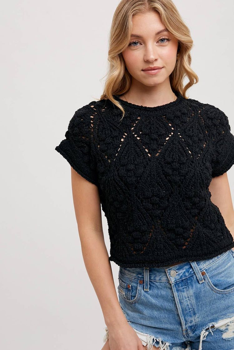 Knit Sweater Short Sleeve Pullover