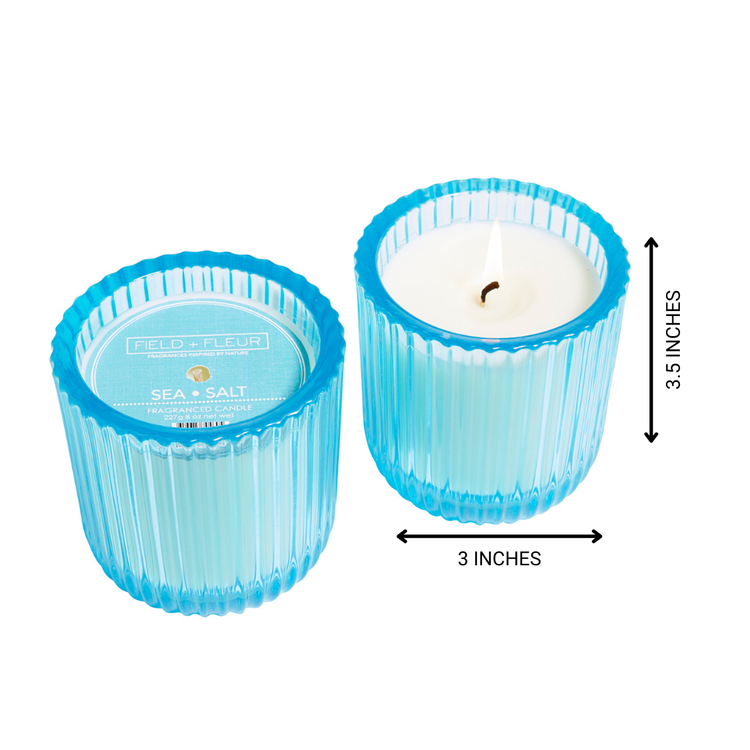 Sea Salt 1 Wick Colored Glass Candle 8oz Ctn.6