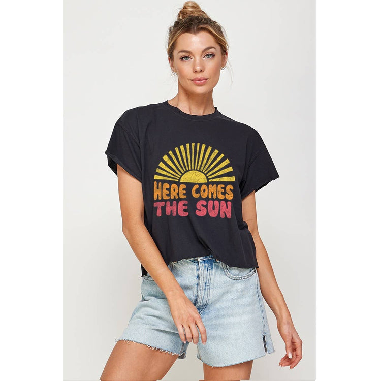HERE COMES THE SUN   GRAPHIC CROP TOP