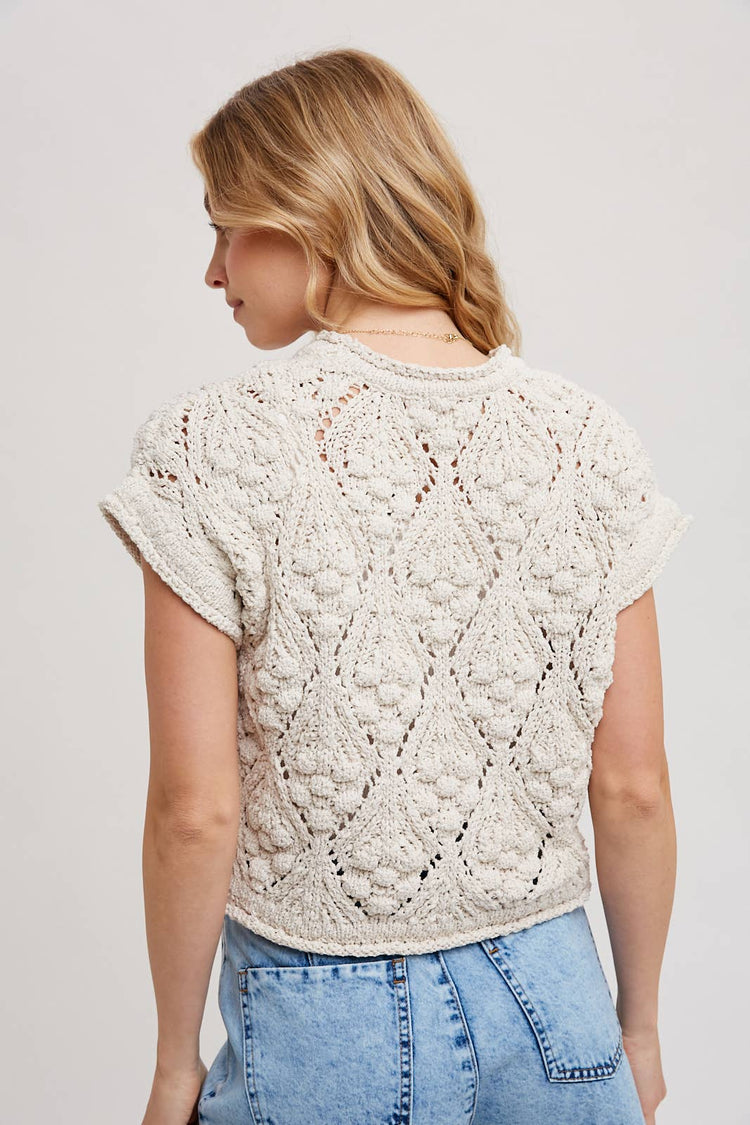 Knit Sweater Short Sleeve Pullover