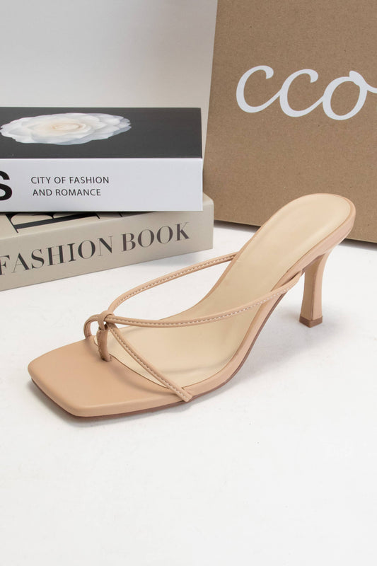 DOVIE-1THIN STRAP THONG STYLE SLIP ON KITTEN HEELS