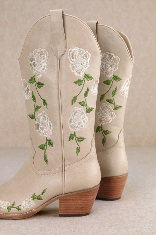 ZANA ROSE FLORAL EMBROIDERY DESIGN WESTERN BOOTS