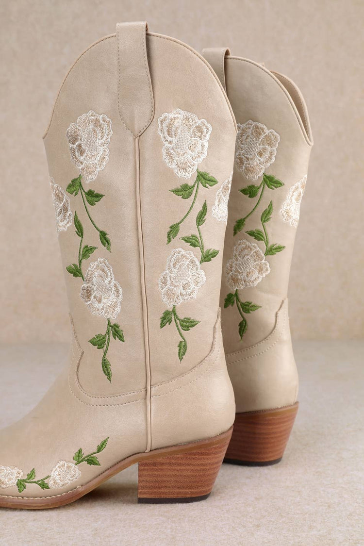 ZANA ROSE FLORAL EMBROIDERY DESIGN WESTERN BOOTS