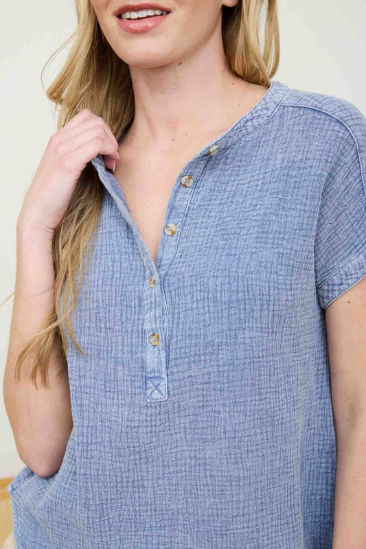 Chambray Gauze Henley