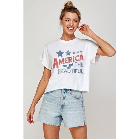 AMERICA THE BEAUYIFUL VINTAGE GRAPHIC CROP TOP