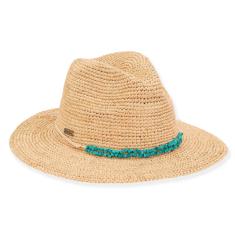 Green, Raffia Safari, Brim 3.5"