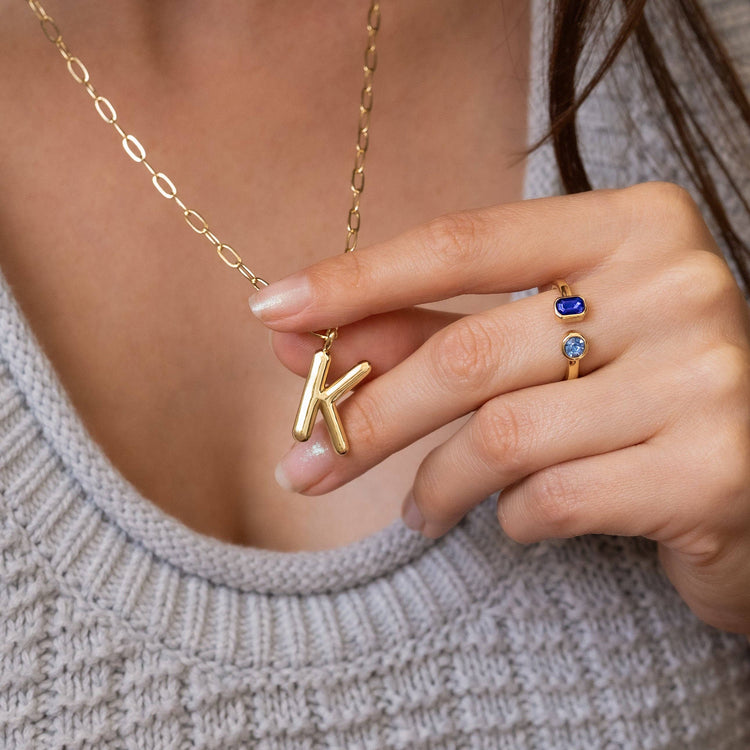Puffy Letter Initial Necklace