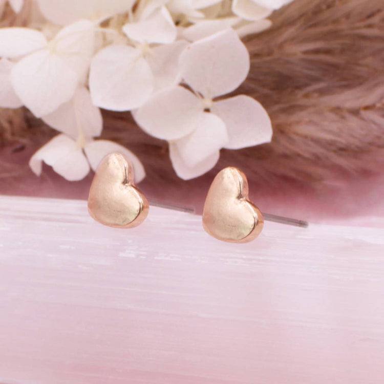 The Kiss Fine Art Gold Heart Earrings