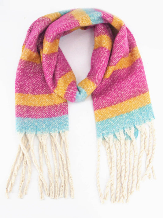 Dallas Heavyweight Scarf - Fuchsia, Stripe