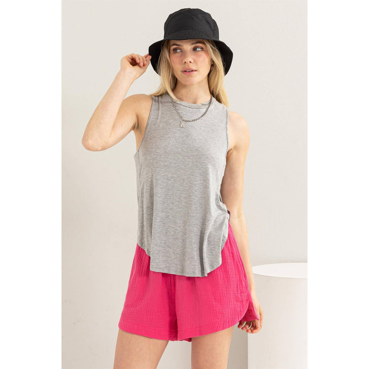 Curved Hem Jersey Top