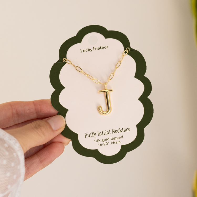 Puffy Letter Initial Necklace