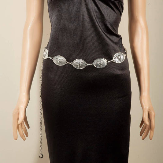 Oval Bull Horn Western Chain Belt