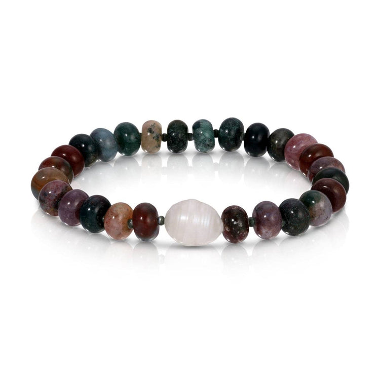 Stone Bracelet with Large Baroque Pearl
