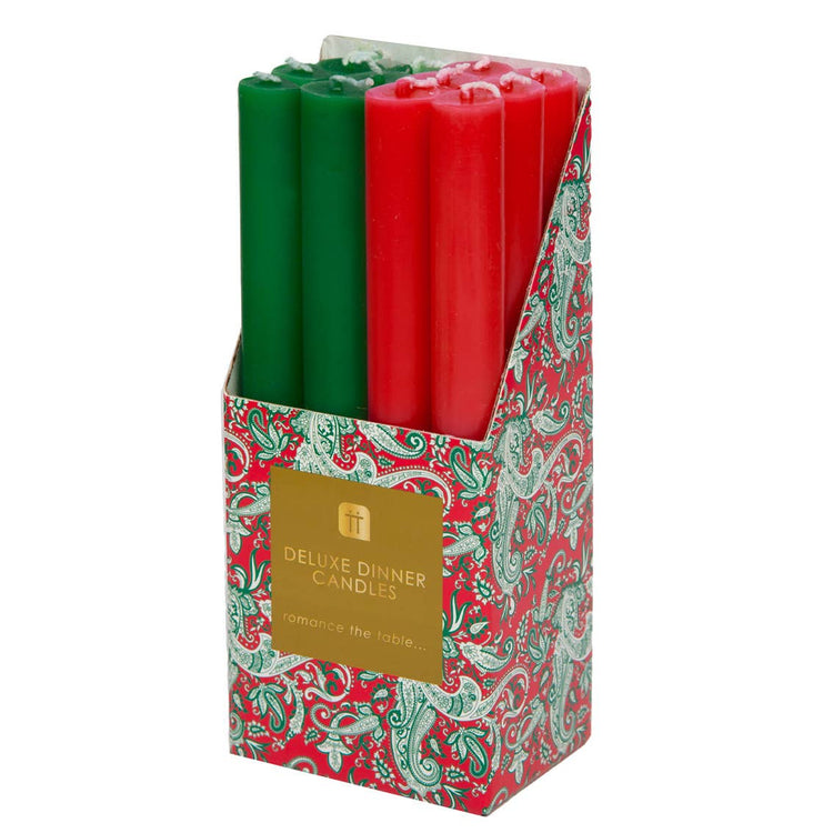 Inner Red and Green Dinner Candles | Christmas Décor |