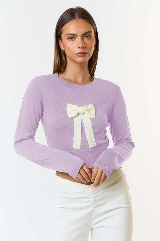 Lavender Long Sleeve Bow Top