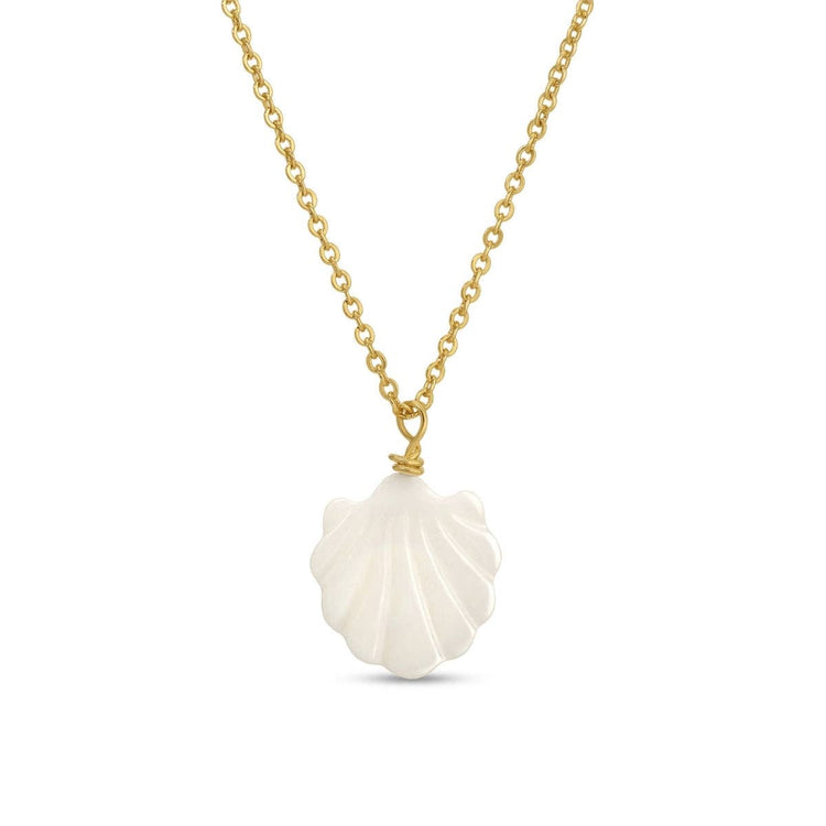 Etched Shell Pendant Necklace