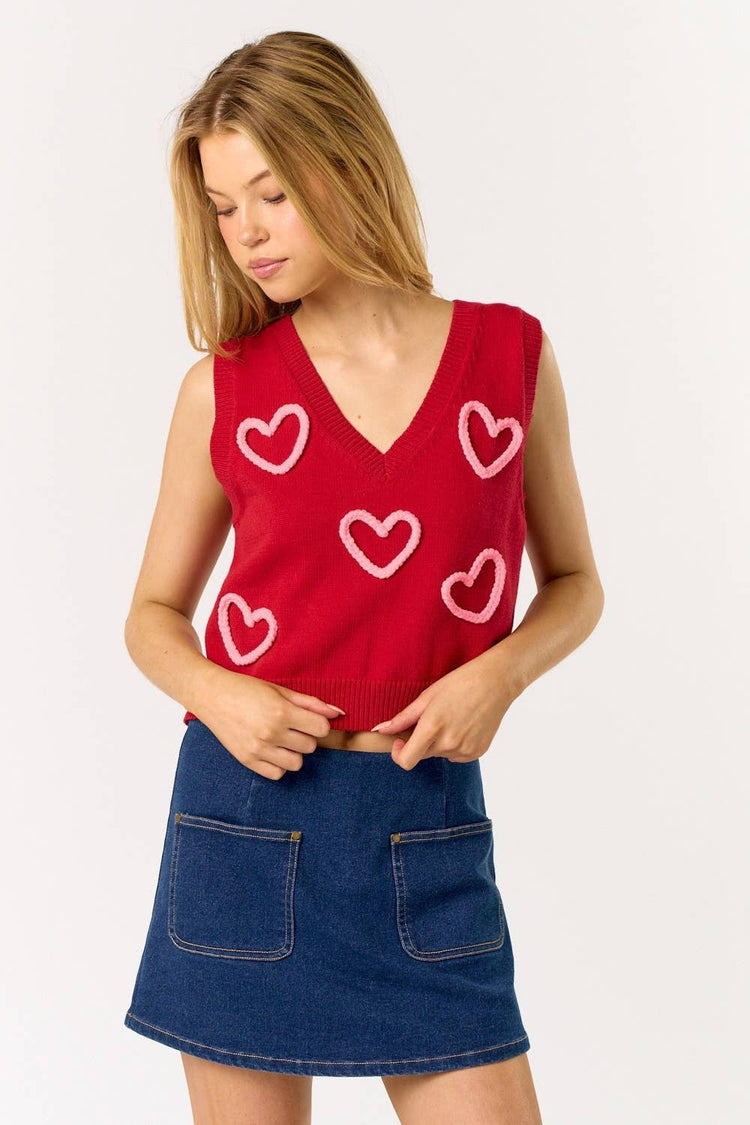 Embroidered Puff Heart Top