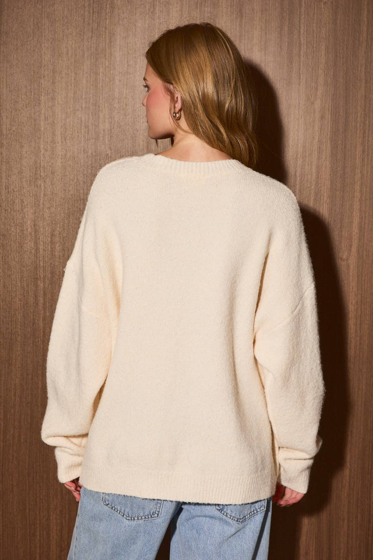 EMBROIDERY DETAIL SWEATER TOP
