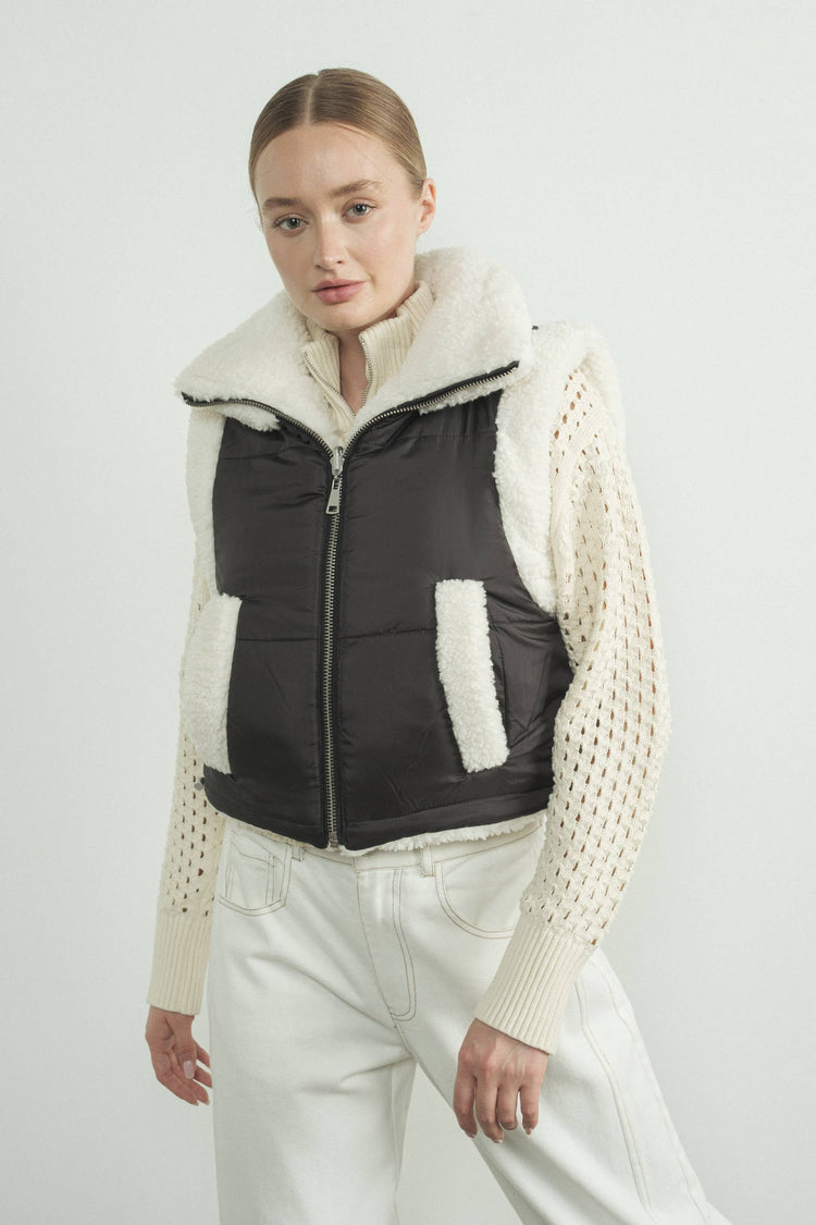 HOLIDAY REVERSIBLE SHERPA COZY VEST