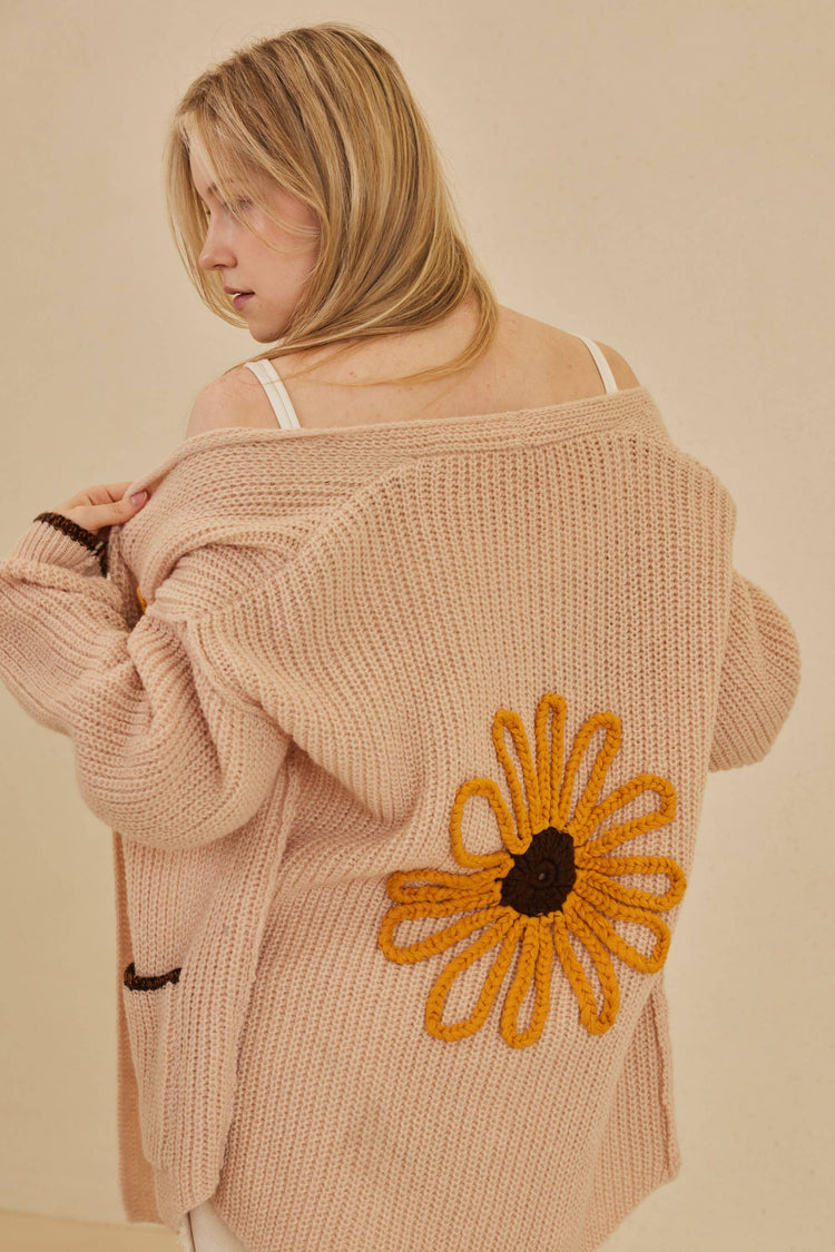 Sunflower Embroidered Cardigan