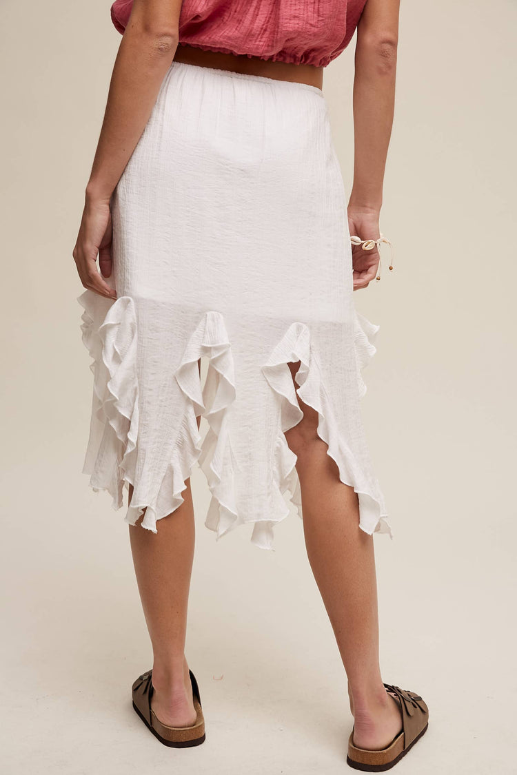 Ruffled Asymmetrical Skirt with Lining