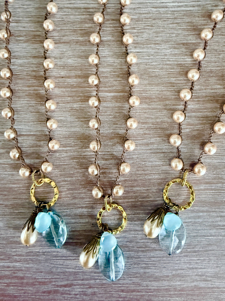 Champagne Bauble Necklace with Faceted Quartz & Chalcedony