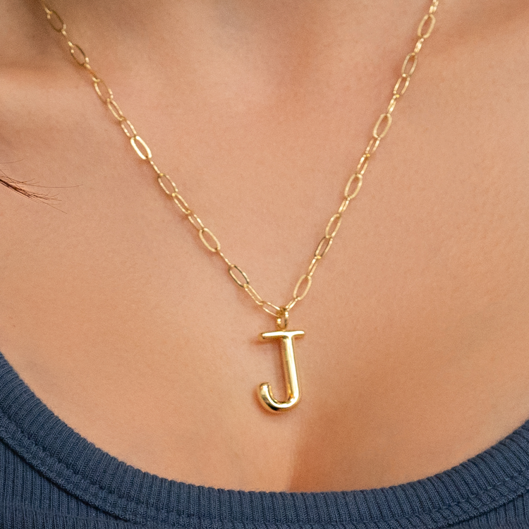 Puffy Letter Initial Necklace