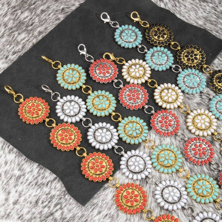 Round Stone Bead Concho Chain Belt