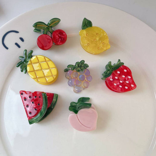 FRUIT CUTE STRAWBERRY ACETATE MINI HAIR CLAW CLIPS