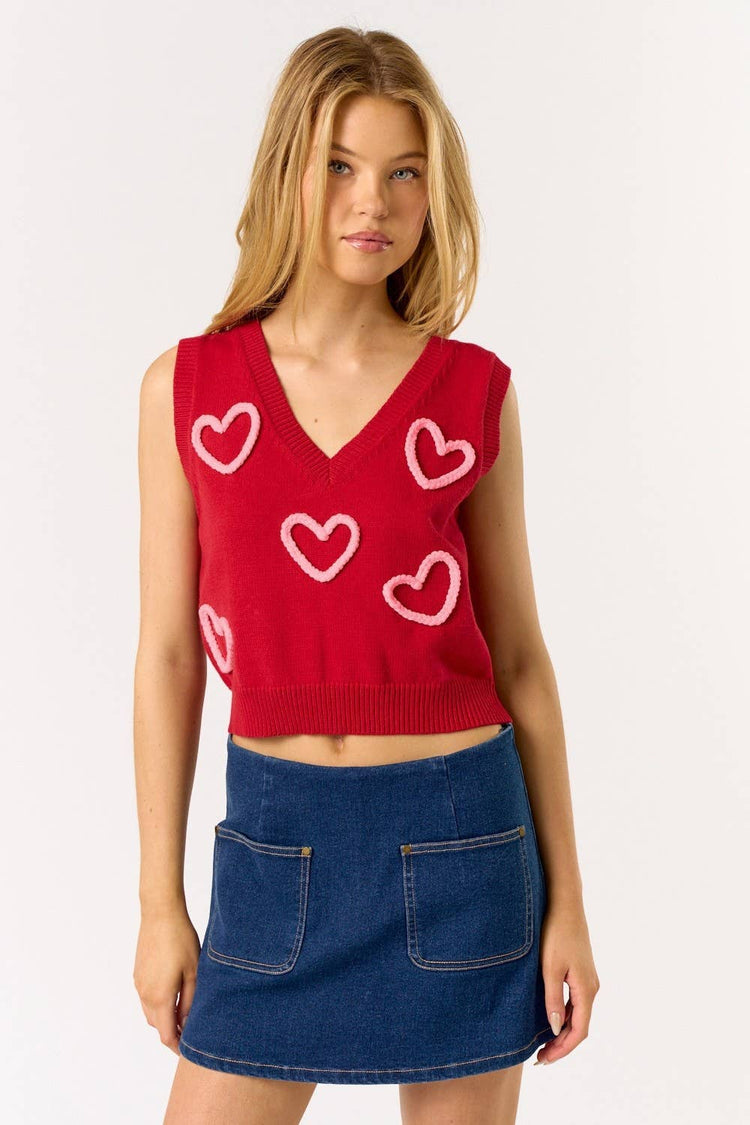 Embroidered Puff Heart Top