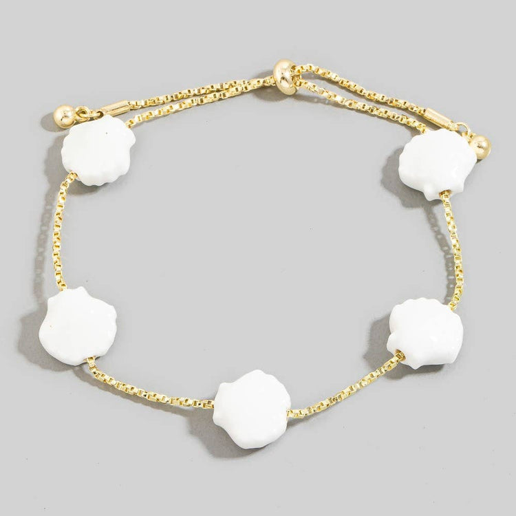 Ceramic Sea Shell Station Charms Chain Bracelet