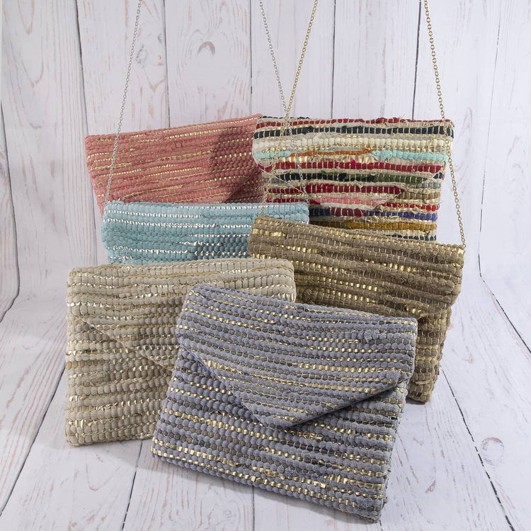 Woven Metallic Thread Envelope Clutch Bag