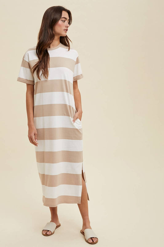 Striped Tee Shirt Midi Dress