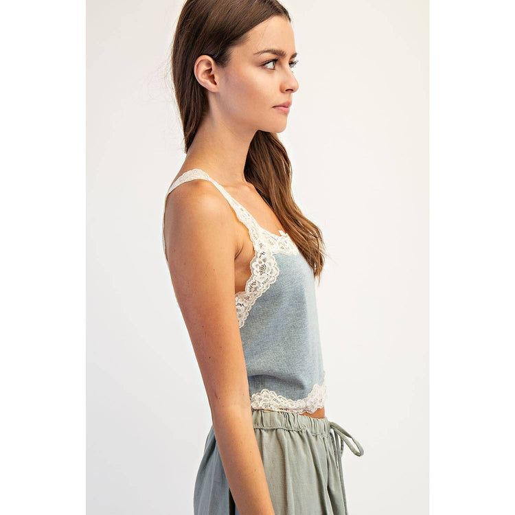 SLUB WITH LACE TANK TOP