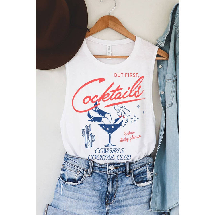 BUT FIRST COCKTAILS MINERAL GRAPHIC TANK TOP