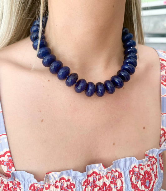 Bailey Chunky Beaded Necklace- Yellow