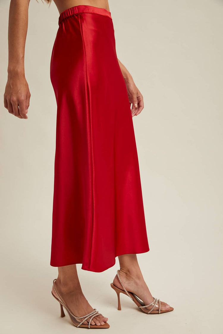 BASIC SATIN MIDI SKIRT