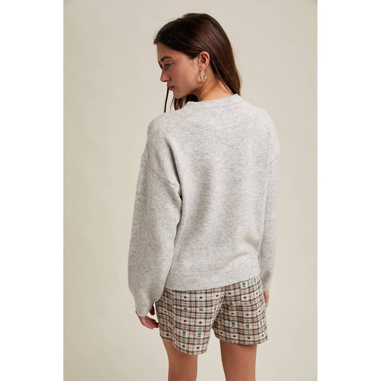 'JOY' SEQUIN CANDY CANE SWEATER
