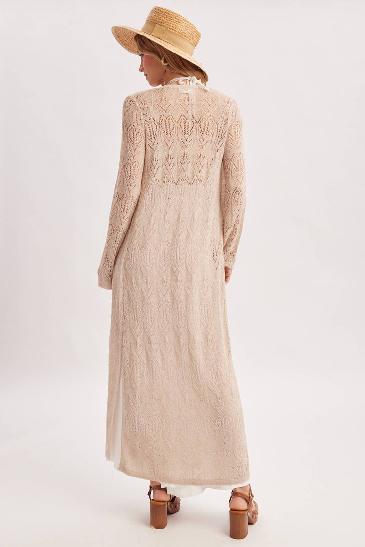OPEN-KNIT MAXI LONGLINE CARDIGAN