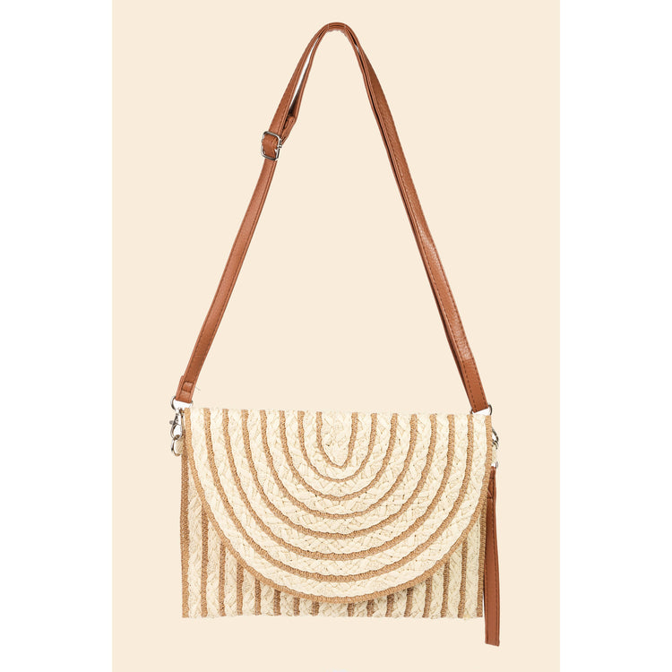 Rectangle Straw Striped Clutch Bag