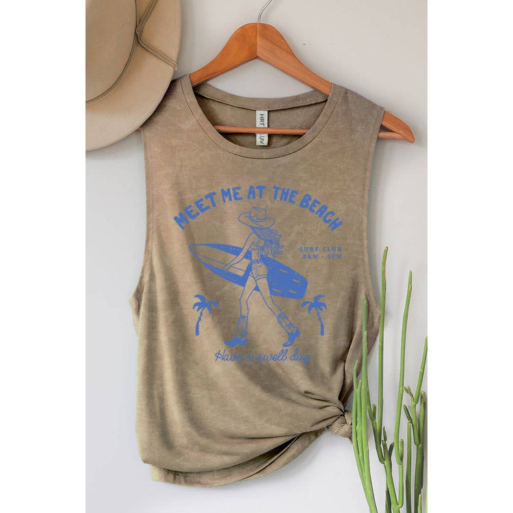 MEET ME AT THE BEACH MINERAL GRAPHIC TANK TOP