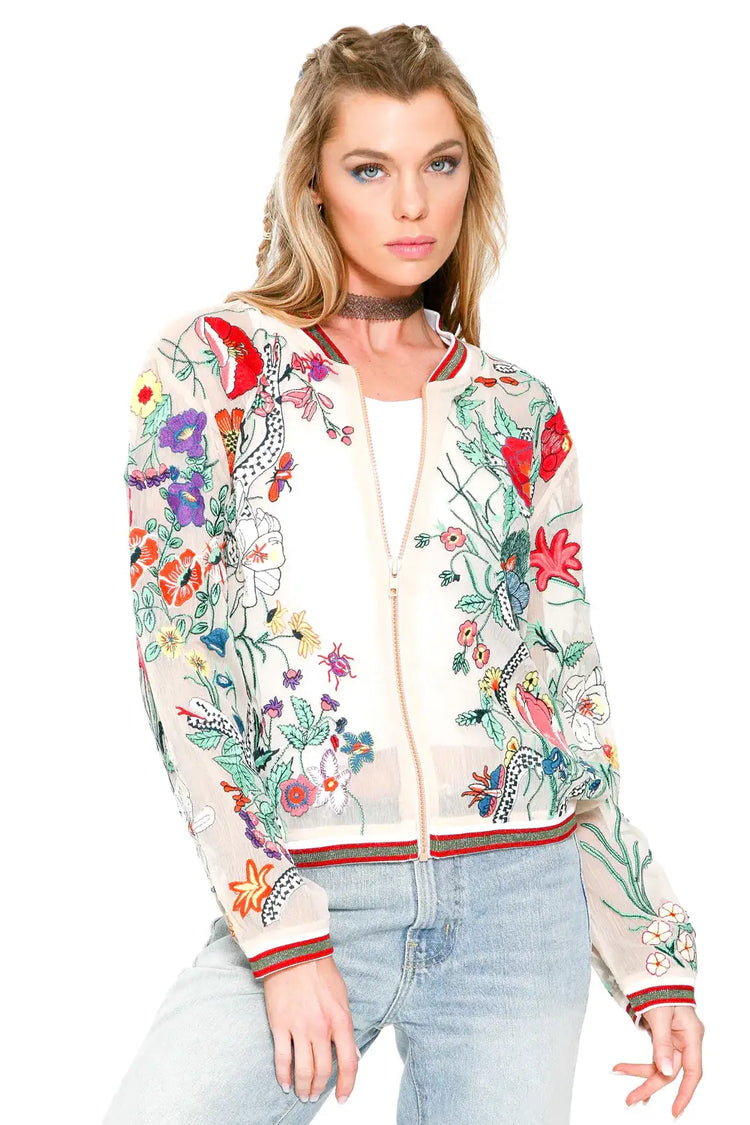 Bellezza Embroidered Bomber Jacket