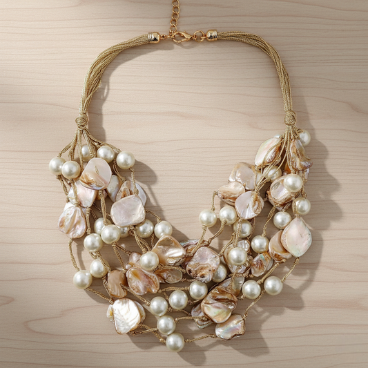 Chunky Shell Necklace | Pearl | Coastal | Statement Jewelry