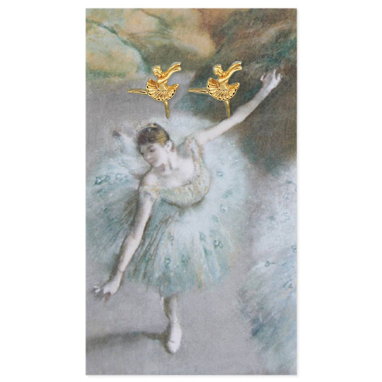 Ballerina Fine Art Gold Post Earrings